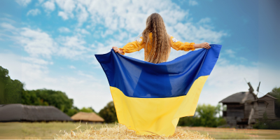 girl carry European Flag